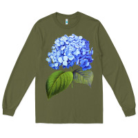 Army Green Blue  hydrangea Long Sleeve Tee - ArtMosaic