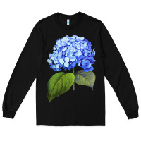 Black Blue  hydrangea Long Sleeve Tee - ArtMosaic