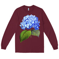 Burgundy Blue  hydrangea Long Sleeve Tee - ArtMosaic