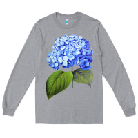 Heather Grey Blue  hydrangea Long Sleeve Tee - ArtMosaic