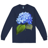 Navy Blue  hydrangea Long Sleeve Tee - ArtMosaic