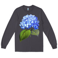 Smoke Blue  hydrangea Long Sleeve Tee - ArtMosaic