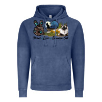 Vintage Denim Peace Love Siamese Cat Vintage Hoodie - LillyAllenDesigns