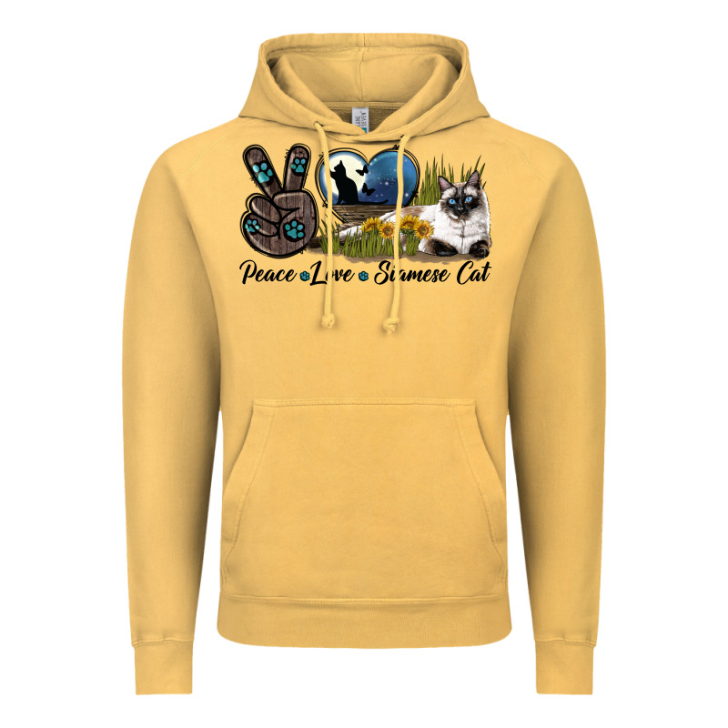 Peace Love Siamese Cat Vintage Hoodie by LillyAllenDesigns | Teevron