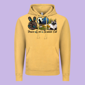 Peace Love Siamese Cat Vintage Hoodie Designed By Lillyallendesigns