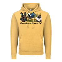 Vintage Mustard Peace Love Siamese Cat Vintage Hoodie - LillyAllenDesigns