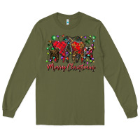 Army Green merry Christmas teeth Long Sleeve Tee - CowhideDigitalArt