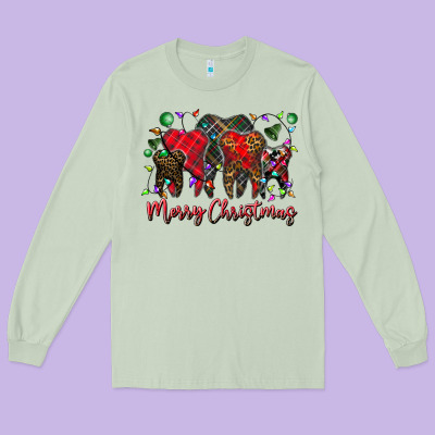 Merry Christmas Teeth Long Sleeve Tee Designed By Cowhidedigitalart