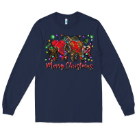 Navy merry Christmas teeth Long Sleeve Tee - CowhideDigitalArt