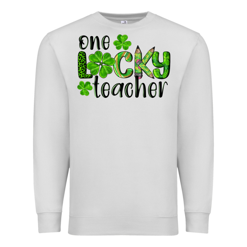St. Patrick's Day One Lucky Teacher Premium Sweatshirt by RanaPortraitStore | Teevron