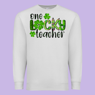 St. Patrick's Day One Lucky Teacher Premium Sweatshirt Designed By Ranaportraitstore