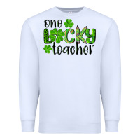 White st. patrick's day one lucky teacher Premium Sweatshirt - RanaPortraitStore