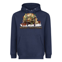 Navy Merry christmas skull Heavyweight Hoodie - RanaPortraitStore
