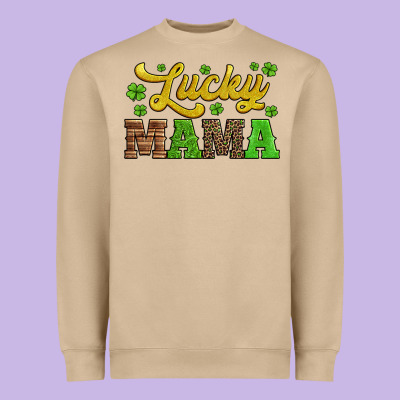 Lucky Mama St Patricks Day Heavyweight Sweatshirt Designed By Jasminsmagicworld