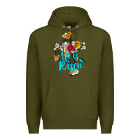 Army Green he is rısen with cross and butterfly Premium Hoodie - Artiststas