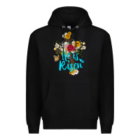 Black he is rısen with cross and butterfly Premium Hoodie - Artiststas