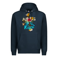 Navy he is rısen with cross and butterfly Premium Hoodie - Artiststas