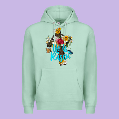 He Is Rısen With Cross And Butterfly Premium Hoodie Designed By Artiststas