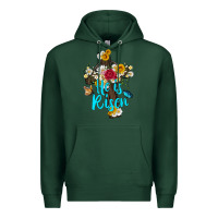 Sports Green he is rısen with cross and butterfly Premium Hoodie - Artiststas