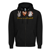 Black peace love baseball Zipper Hoodie - RanaPortraitStore