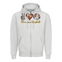 Dove Grey peace love baseball Zipper Hoodie - RanaPortraitStore
