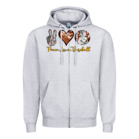 Heather Grey peace love baseball Zipper Hoodie - RanaPortraitStore