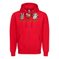 Red peace love baseball Zipper Hoodie - RanaPortraitStore