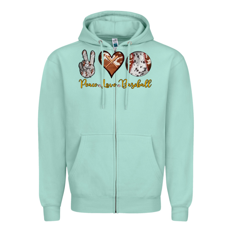Peace Love Baseball Zipper Hoodie by RanaPortraitStore | Teevron