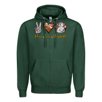 Sports Green peace love baseball Zipper Hoodie - RanaPortraitStore