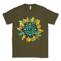 Army Green sunflower with gemstone and cowhide Classic Tee - Artiststas
