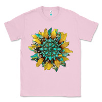 Bubblegum Pink sunflower with gemstone and cowhide Classic Tee - Artiststas