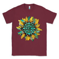Burgundy sunflower with gemstone and cowhide Classic Tee - Artiststas