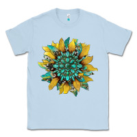 Dusty Blue sunflower with gemstone and cowhide Classic Tee - Artiststas