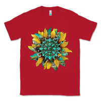 Red sunflower with gemstone and cowhide Classic Tee - Artiststas