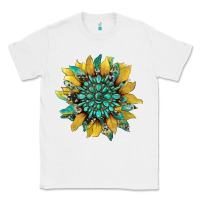 White sunflower with gemstone and cowhide Classic Tee - Artiststas