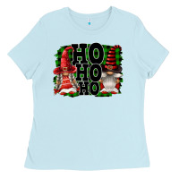 Baby Blue Ho Ho Ho Christmas Gnomes Ladies Tee - FaDigitalArtStudio