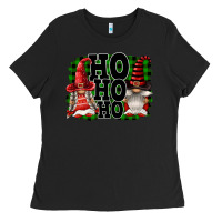 Black Ho Ho Ho Christmas Gnomes Ladies Tee - FaDigitalArtStudio