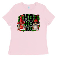 Bubblegum Pink Ho Ho Ho Christmas Gnomes Ladies Tee - FaDigitalArtStudio