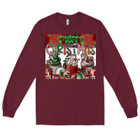 Burgundy merry Christmas Long Sleeve Tee - CowhideDigitalArt