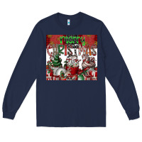 Navy merry Christmas Long Sleeve Tee - CowhideDigitalArt