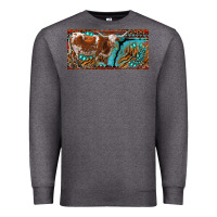 Charcoal Heather texas longhorn with aztec tiger and  leopard Premium Sweatshirt - RanaPortraitStore