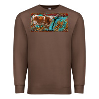 Chestnut texas longhorn with aztec tiger and  leopard Premium Sweatshirt - RanaPortraitStore