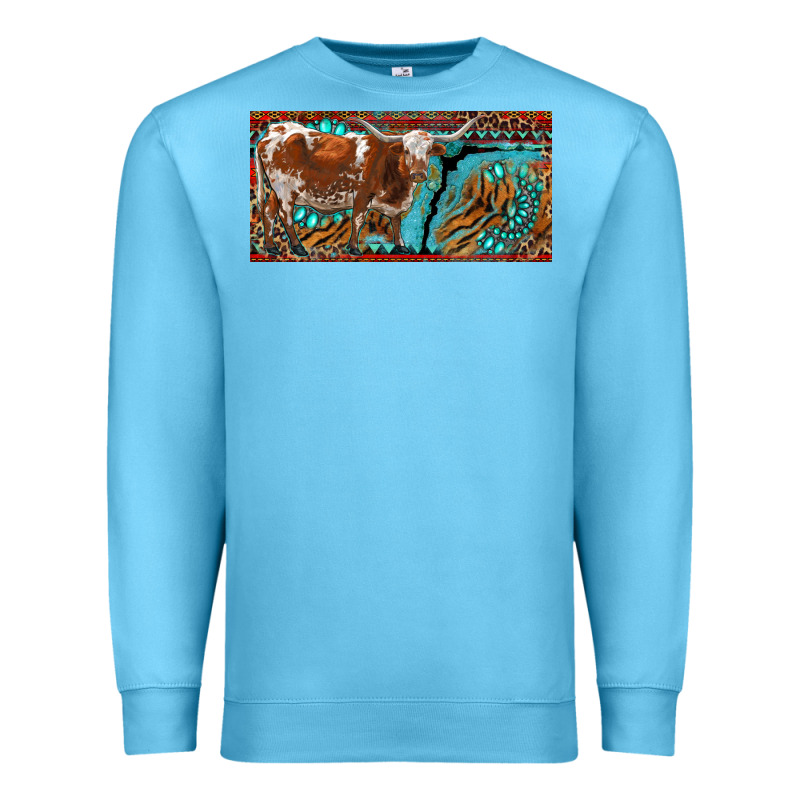 Texas Longhorn With Aztec Tiger And  Leopard Premium Sweatshirt by RanaPortraitStore | Teevron