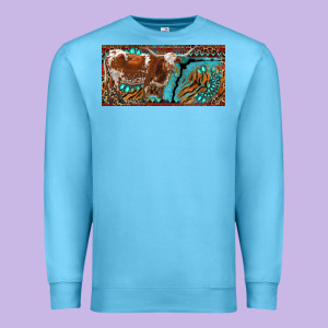 Texas Longhorn With Aztec Tiger And  Leopard Premium Sweatshirt Designed By Ranaportraitstore