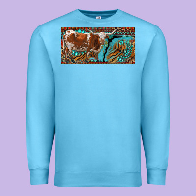 Texas Longhorn With Aztec Tiger And  Leopard Premium Sweatshirt Designed By Ranaportraitstore