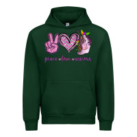 Forest Green Peace Love Unicorn Urban Hoodie - Jasminsmagicworld