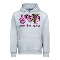 Heather Grey Peace Love Unicorn Urban Hoodie - Jasminsmagicworld