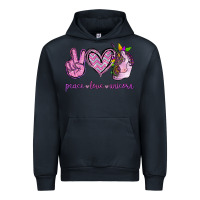Navy Peace Love Unicorn Urban Hoodie - Jasminsmagicworld
