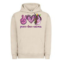 Pigment French Oak Peace Love Unicorn Urban Hoodie - Jasminsmagicworld