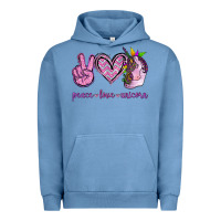 Pigment Pebble Blue Peace Love Unicorn Urban Hoodie - Jasminsmagicworld